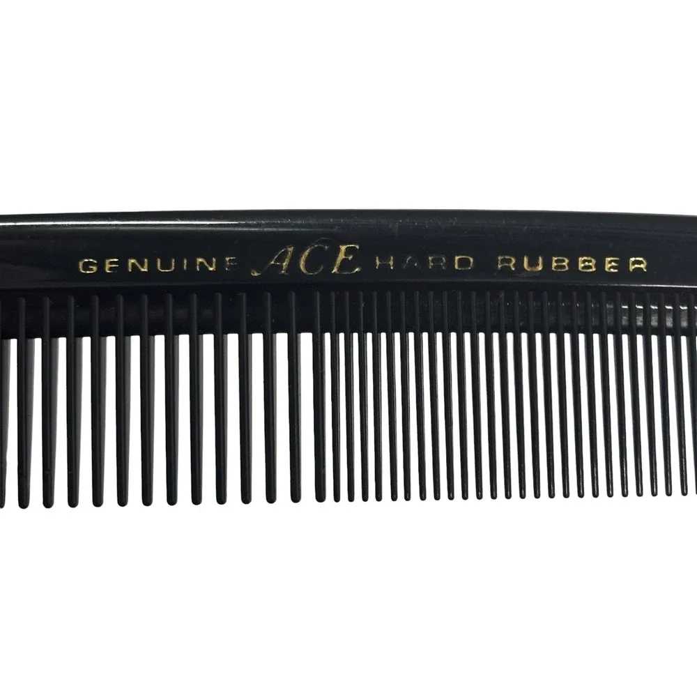 Vintage Hair Comb Lot Ace Hard Rubber DuPont Nylon Unbreakable Black Orange 5pc
